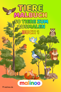 Tier Malbuch Kinder – 50 Tiere zum Ausmalen, Malbuch ab 3 Jahre, Band 1, malinoo
