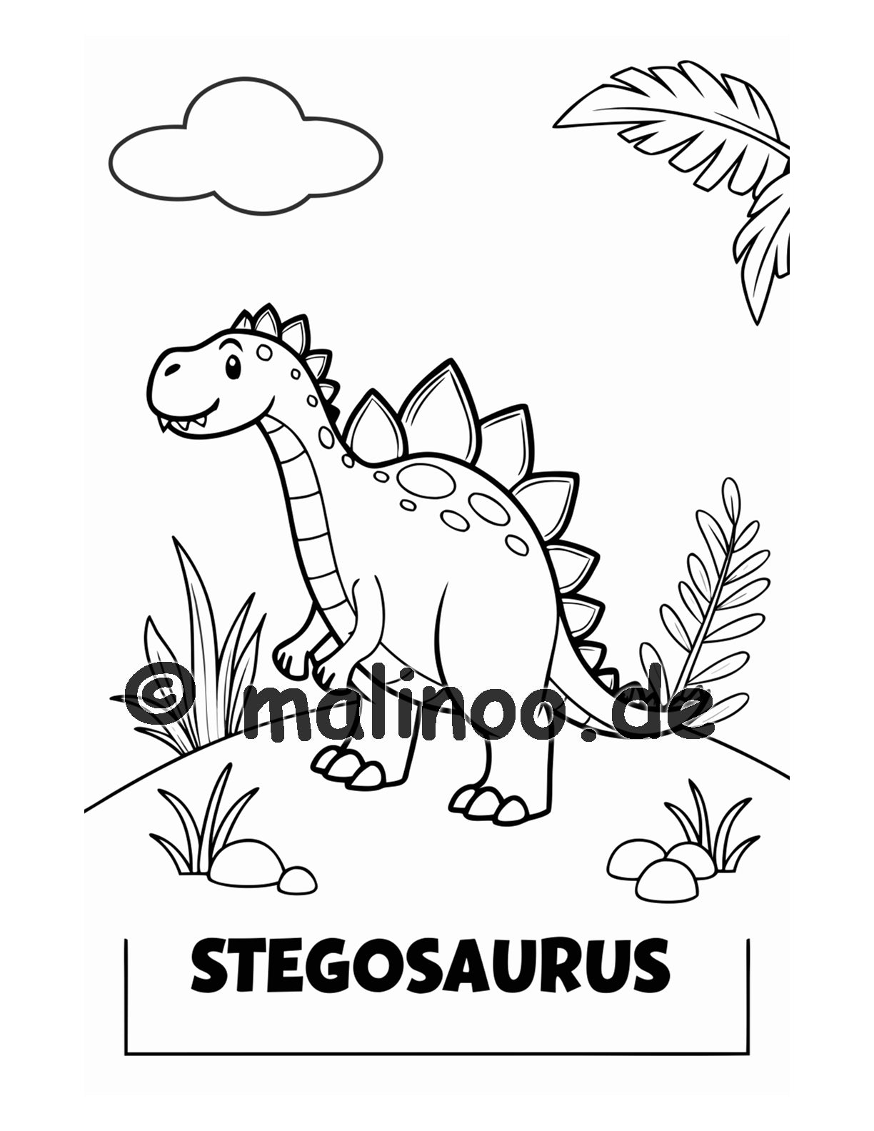 Dino Malbuch Kinder – 100 Dinosaurier zum Ausmalen, Malbuch ab 3 Jahre, MEGA-BUCH, malinoo
