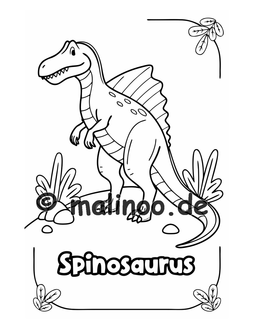 Dino Malbuch Kinder – 100 Dinosaurier zum Ausmalen, Malbuch ab 3 Jahre, MEGA-BUCH, malinoo