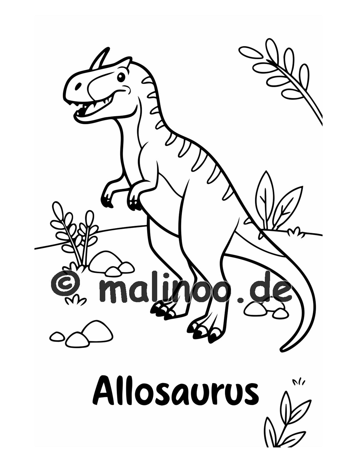 Dino Malbuch Kinder – 100 Dinosaurier zum Ausmalen, Malbuch ab 3 Jahre, MEGA-BUCH, malinoo