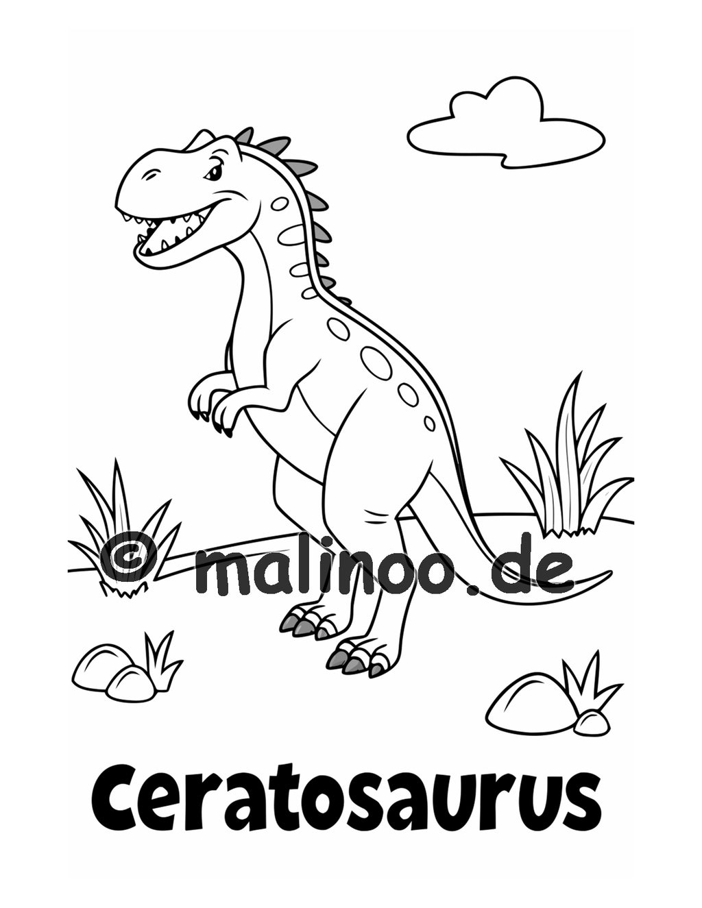 Dino Malbuch Kinder – 100 Dinosaurier zum Ausmalen, Malbuch ab 3 Jahre, MEGA-BUCH, malinoo
