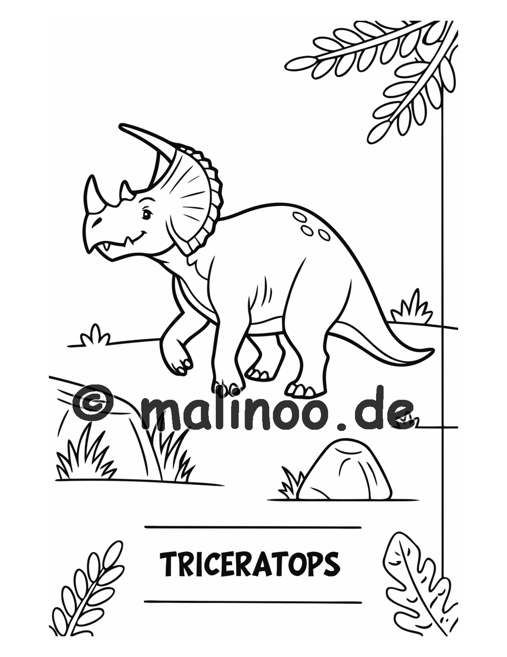 Dino Malbuch Kinder – 20 Dinosaurier zum Ausmalen, Malbuch ab 3 Jahre, Band 1, malinoo