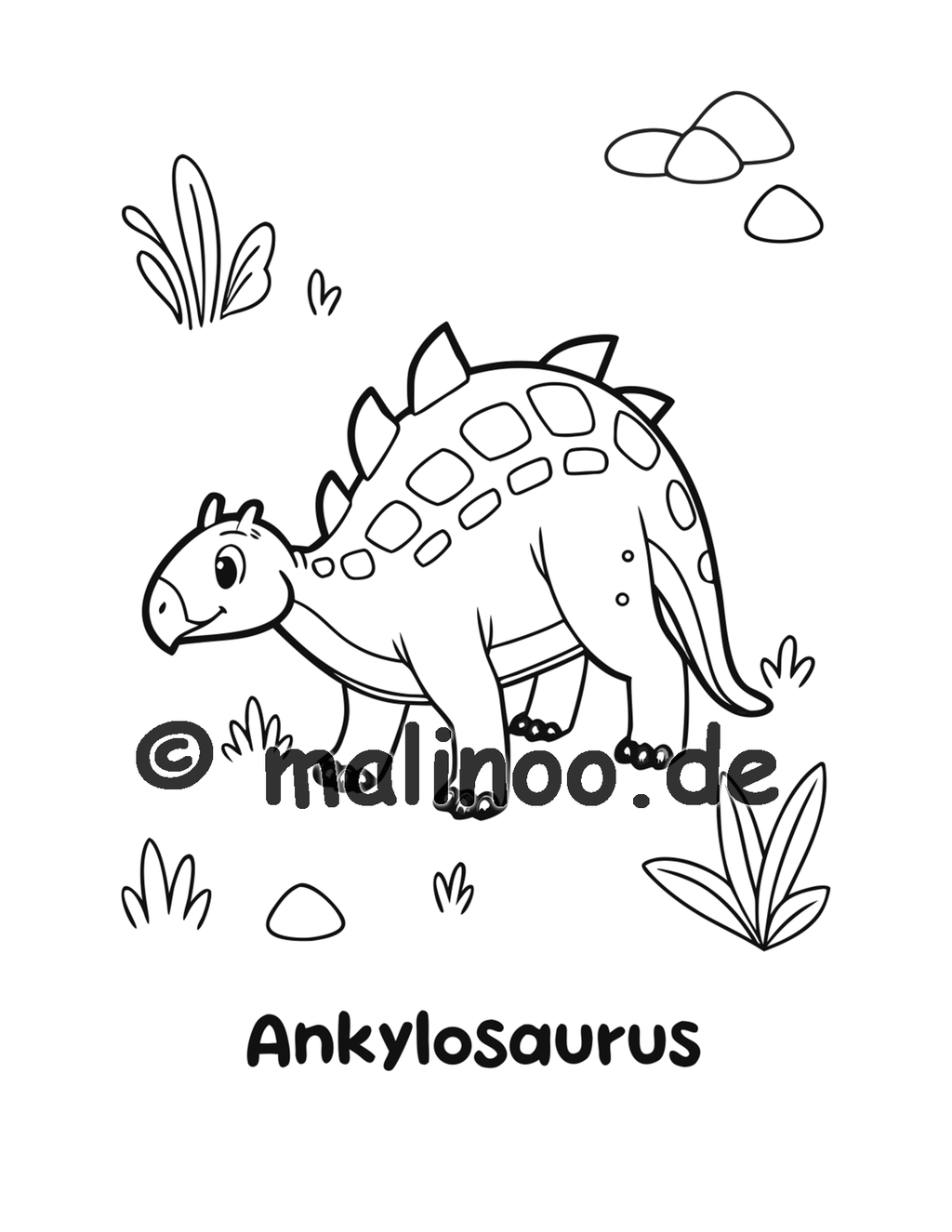 Dino Malbuch Kinder – 20 Dinosaurier zum Ausmalen, Malbuch ab 3 Jahre, Band 1, malinoo
