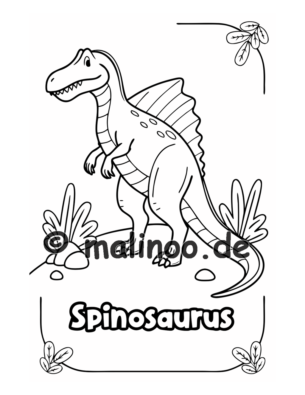 Dino Malbuch Kinder – 20 Dinosaurier zum Ausmalen, Malbuch ab 3 Jahre, Band 1, malinoo