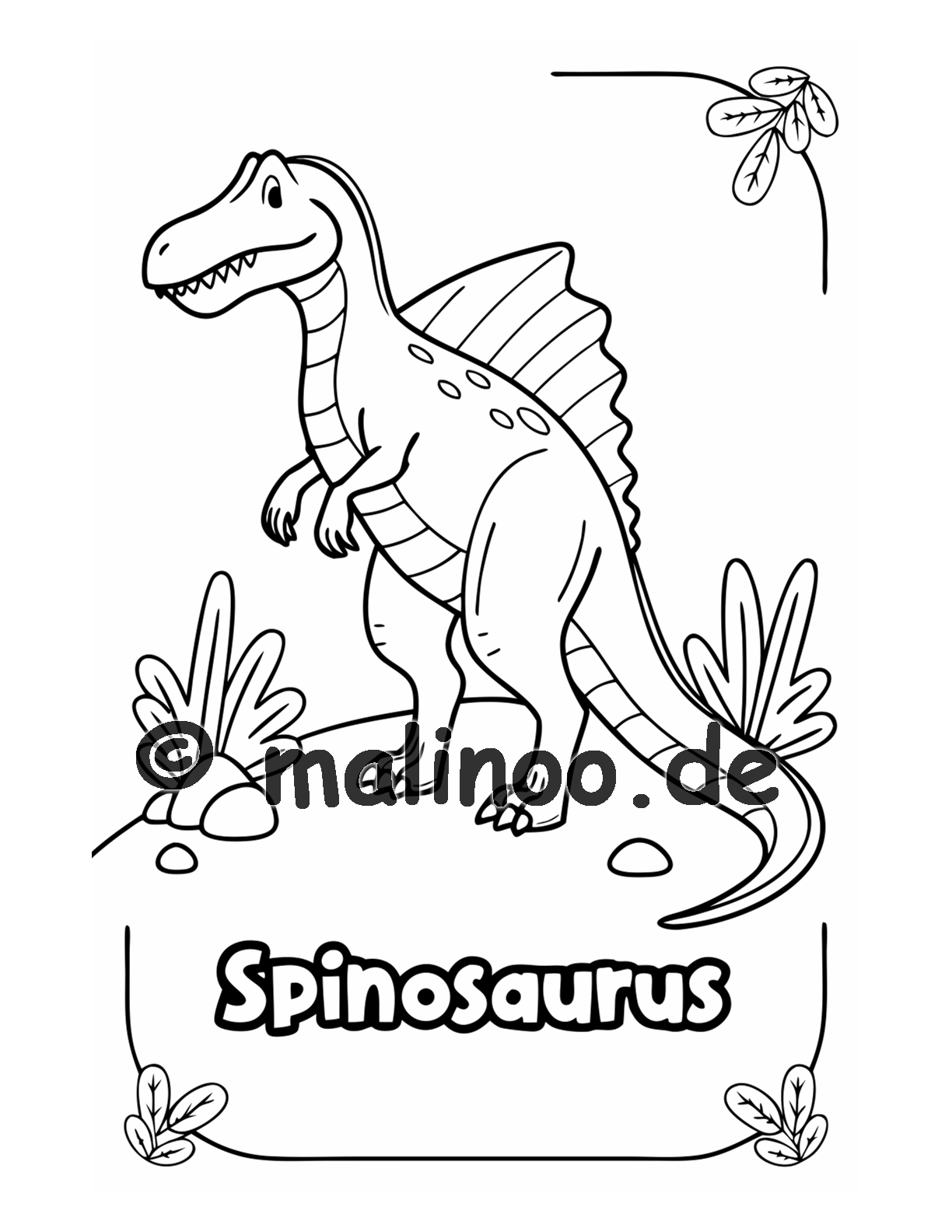 Dino Malbuch Kinder – 20 Dinosaurier zum Ausmalen, Malbuch ab 3 Jahre, Band 1, malinoo