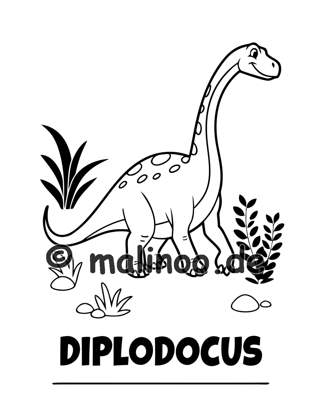 Dino Malbuch Kinder – 20 Dinosaurier zum Ausmalen, Malbuch ab 3 Jahre, Band 1, malinoo