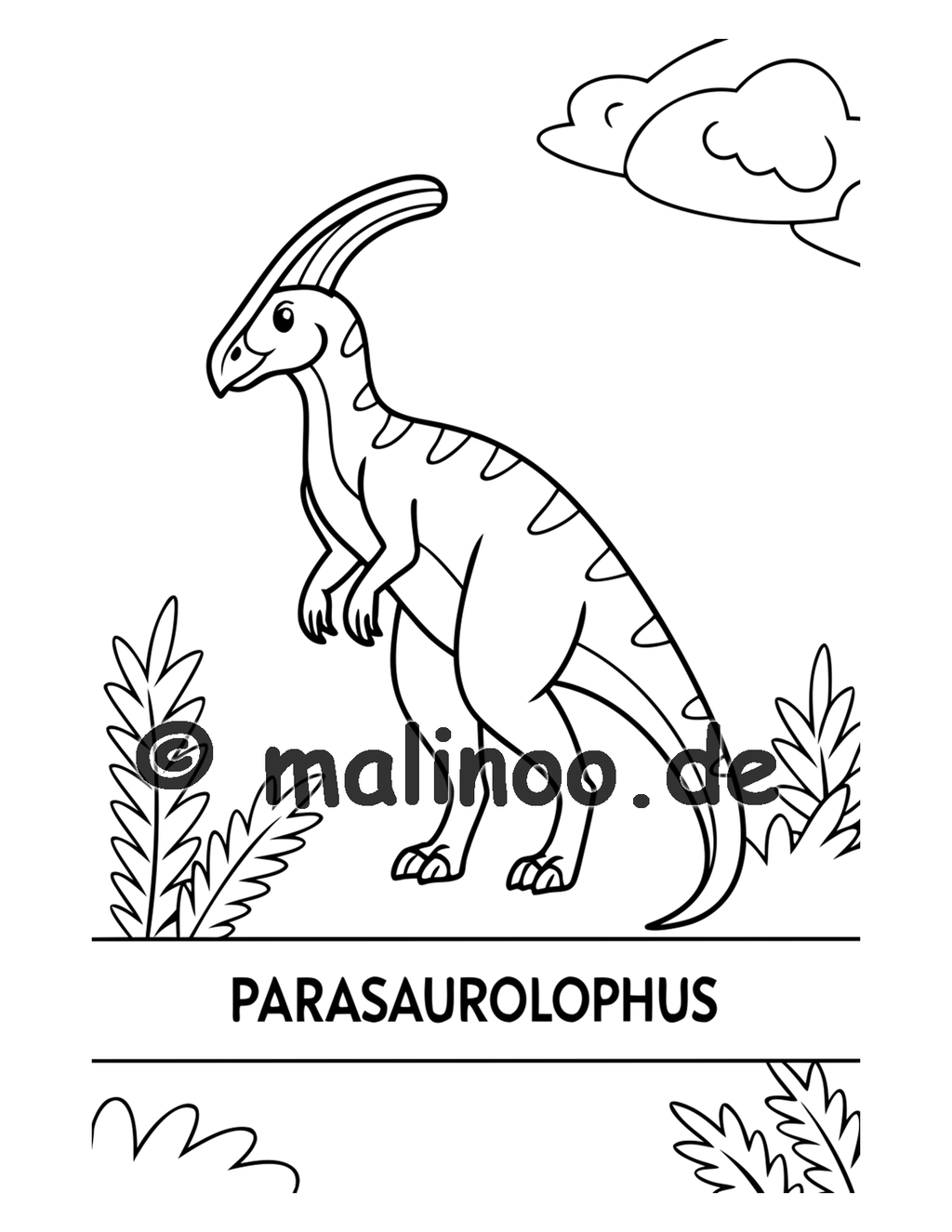 Dino Malbuch Kinder – 20 Dinosaurier zum Ausmalen, Malbuch ab 3 Jahre, Band 1, malinoo