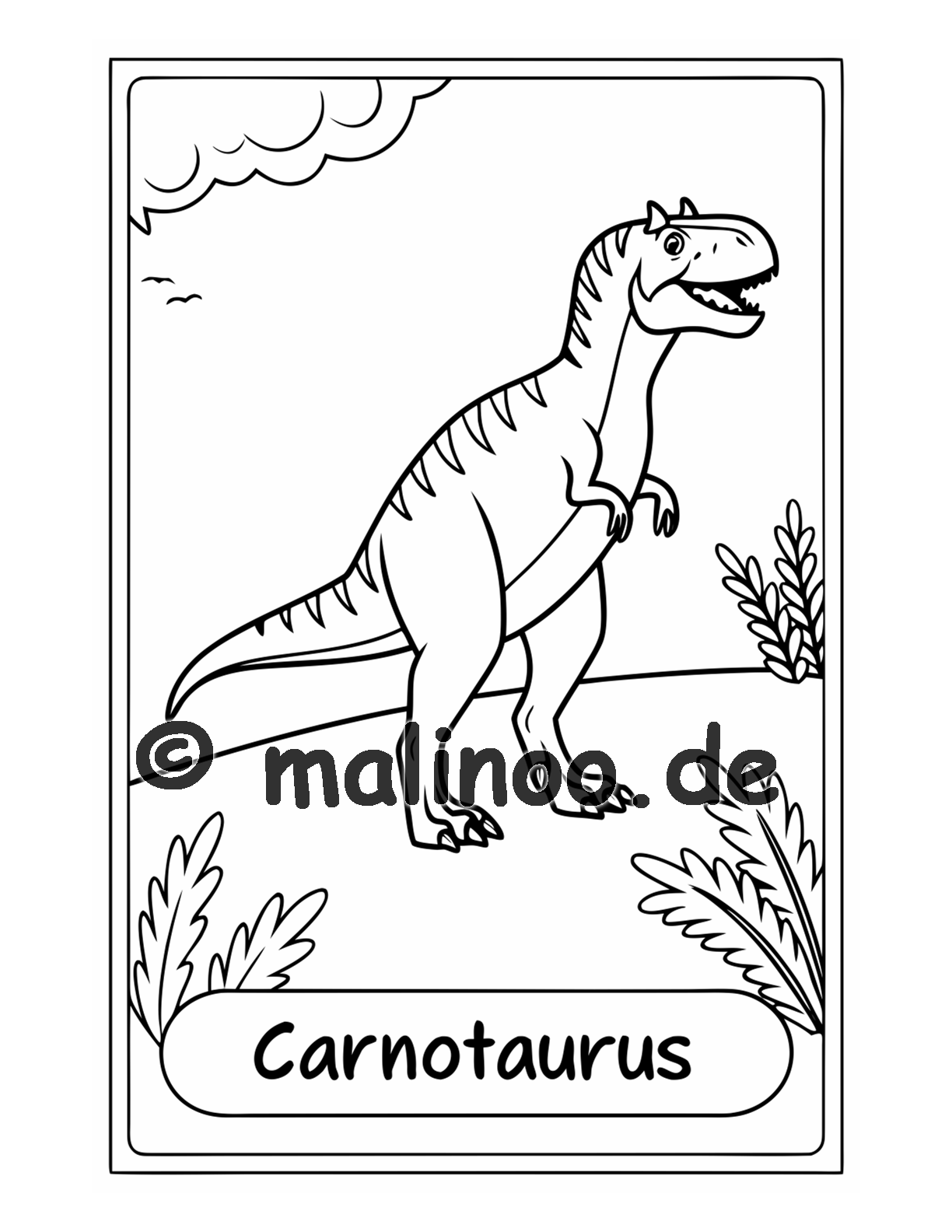 Dino Malbuch Kinder – 20 Dinosaurier zum Ausmalen, Malbuch ab 3 Jahre, Band 1, malinoo