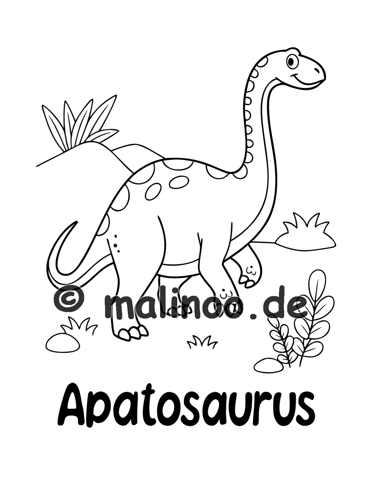 Dino Malbuch Kinder – 20 Dinosaurier zum Ausmalen, Malbuch ab 3 Jahre, Band 1, malinoo