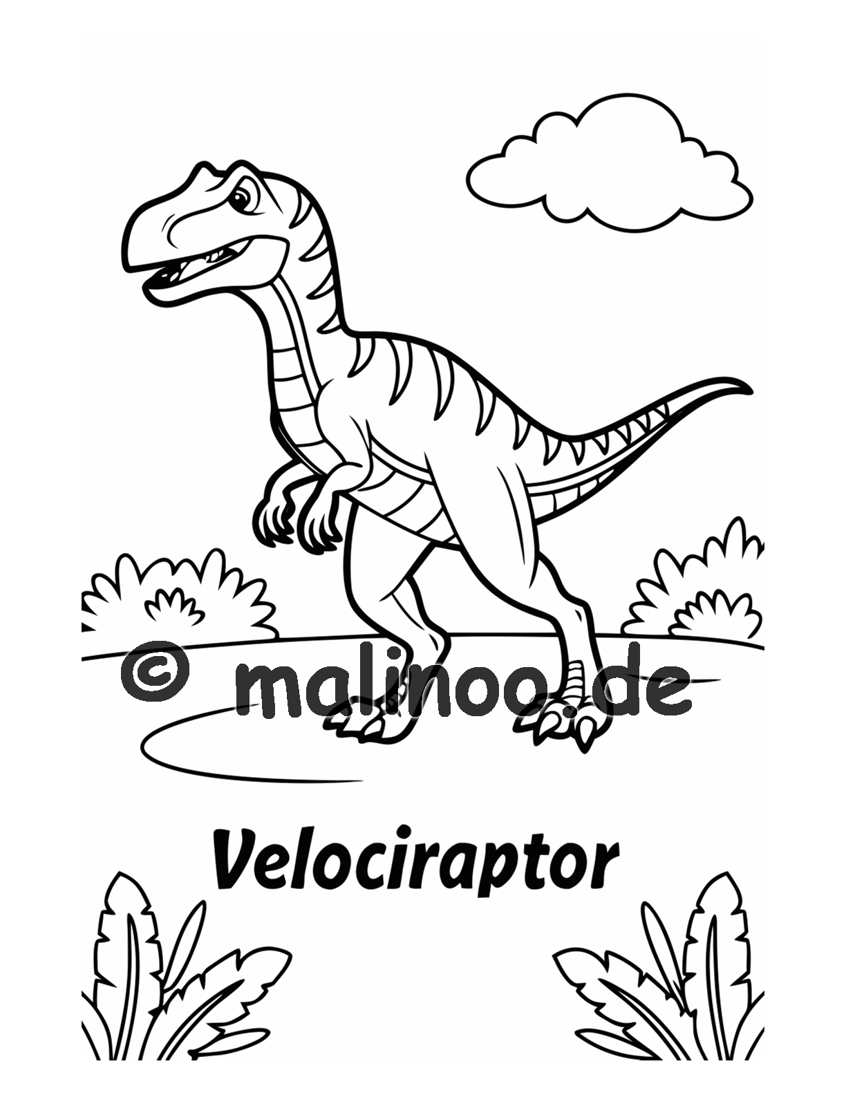 Dino Malbuch Kinder – 50 Dinosaurier zum Ausmalen, Malbuch ab 3 Jahre, Buch 1, malinoo