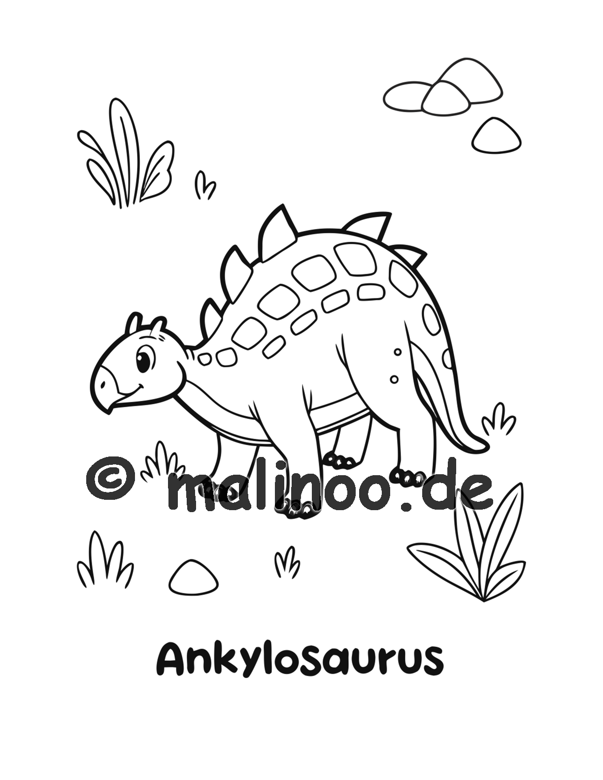 Dino Malbuch Kinder – 50 Dinosaurier zum Ausmalen, Malbuch ab 3 Jahre, Buch 1, malinoo