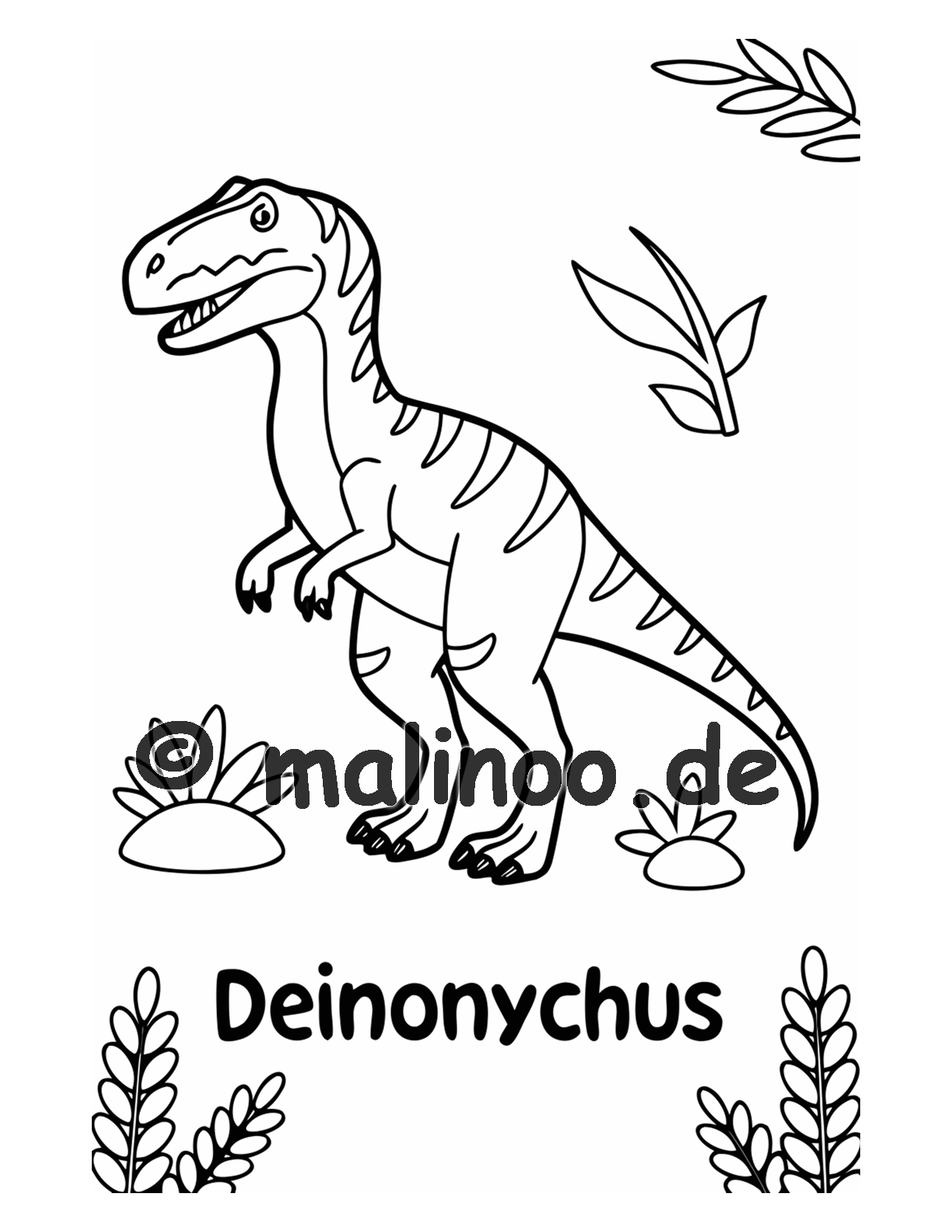 Dino Malbuch Kinder – 50 Dinosaurier zum Ausmalen, Malbuch ab 3 Jahre, Buch 1, malinoo