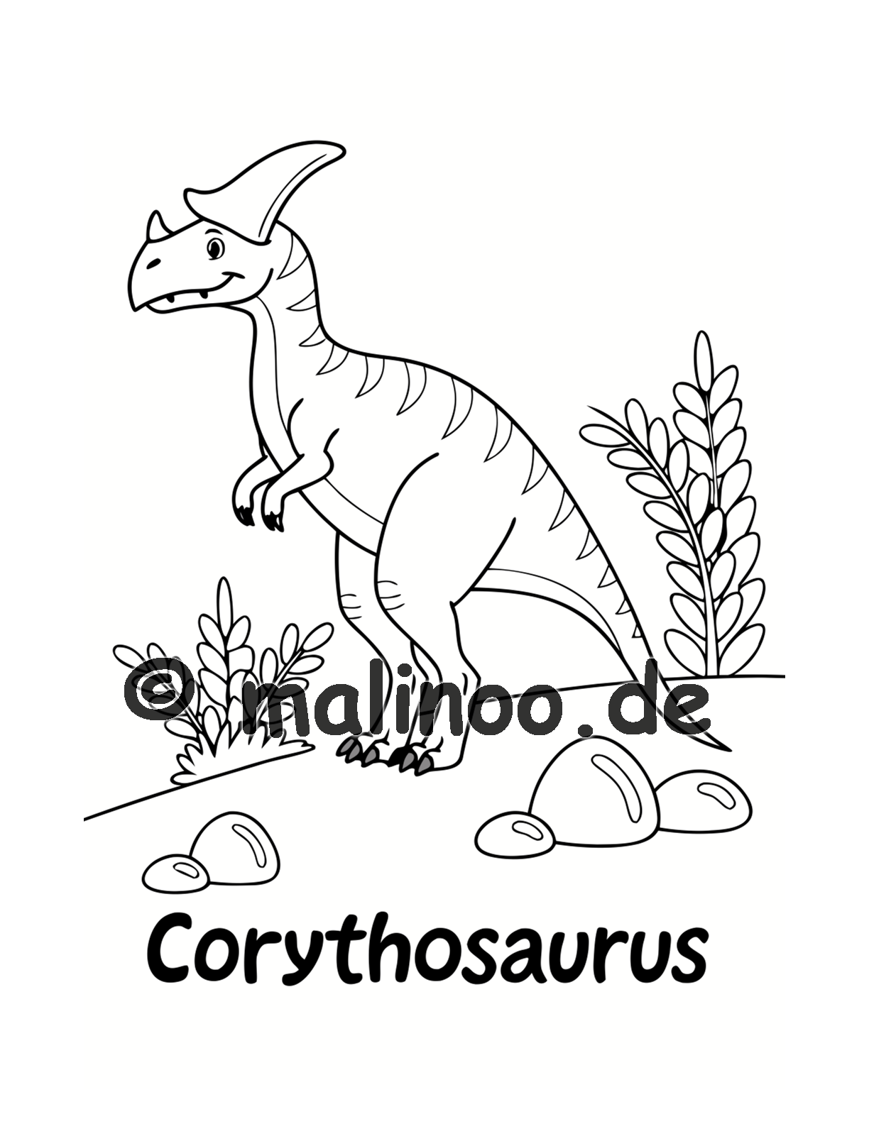 Dino Malbuch Kinder – 20 Dinosaurier zum Ausmalen, Malbuch ab 3 Jahre, Band 2, malinoo