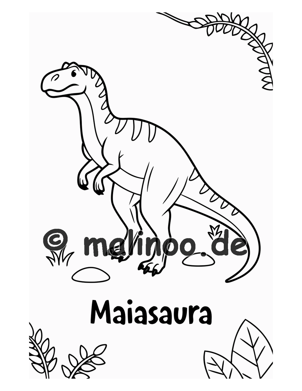 Dino Malbuch Kinder – 20 Dinosaurier zum Ausmalen, Malbuch ab 3 Jahre, Band 2, malinoo