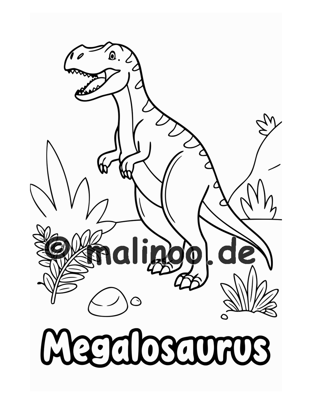 Dino Malbuch Kinder – 20 Dinosaurier zum Ausmalen, Malbuch ab 3 Jahre, Band 2, malinoo