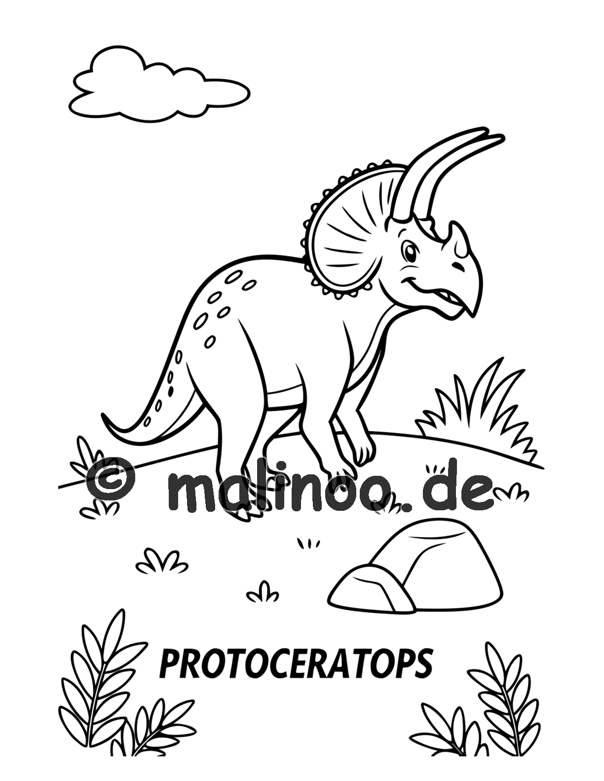 Dino Malbuch Kinder – 20 Dinosaurier zum Ausmalen, Malbuch ab 3 Jahre, Band 2, malinoo