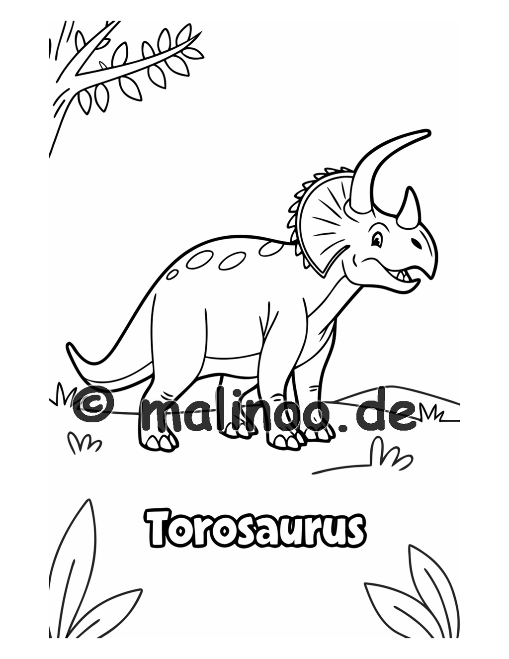Dino Malbuch Kinder – 20 Dinosaurier zum Ausmalen, Malbuch ab 3 Jahre, Band 2, malinoo