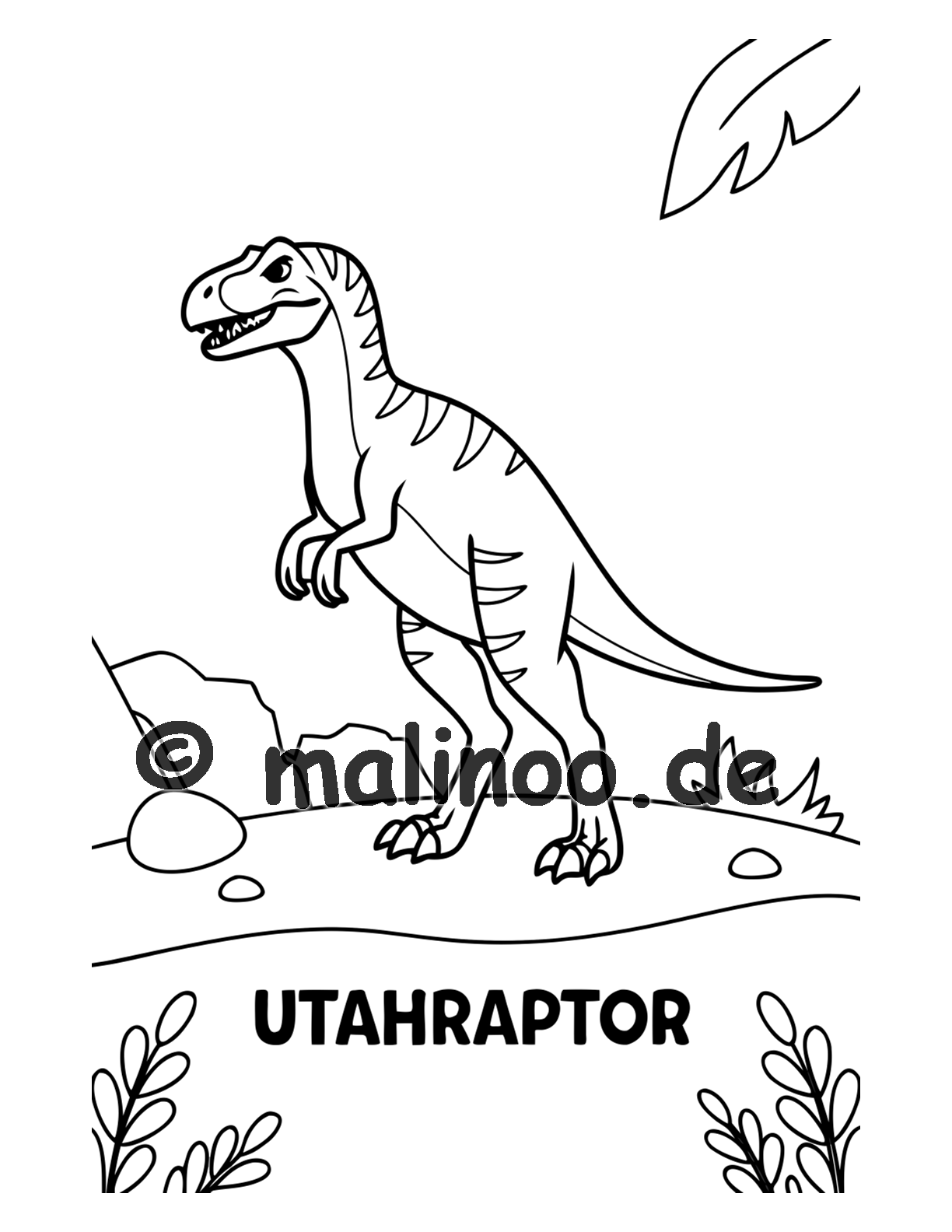 Dino Malbuch Kinder – 20 Dinosaurier zum Ausmalen, Malbuch ab 3 Jahre, Band 2, malinoo