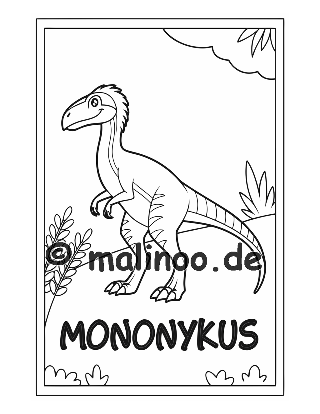 Dino Malbuch Kinder – 20 Dinosaurier zum Ausmalen, Malbuch ab 3 Jahre, Band 2, malinoo