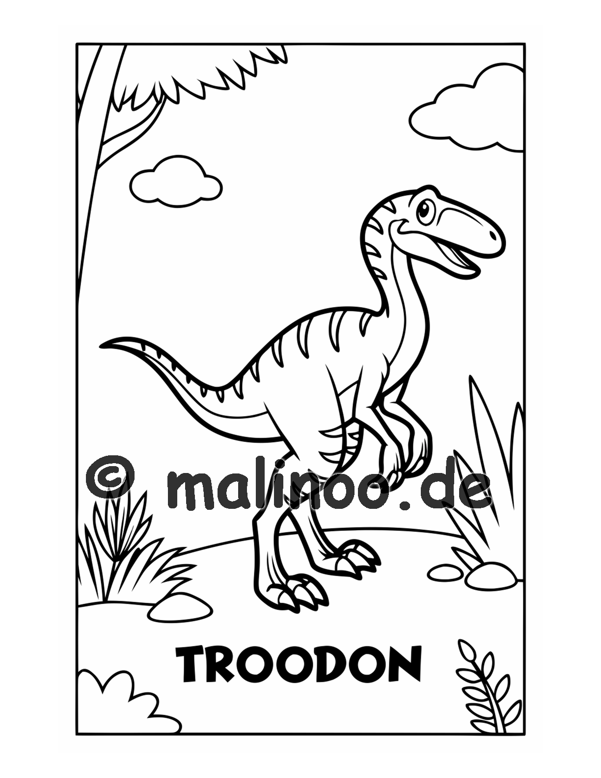 Dino Malbuch Kinder – 20 Dinosaurier zum Ausmalen, Malbuch ab 3 Jahre, Band 2, malinoo