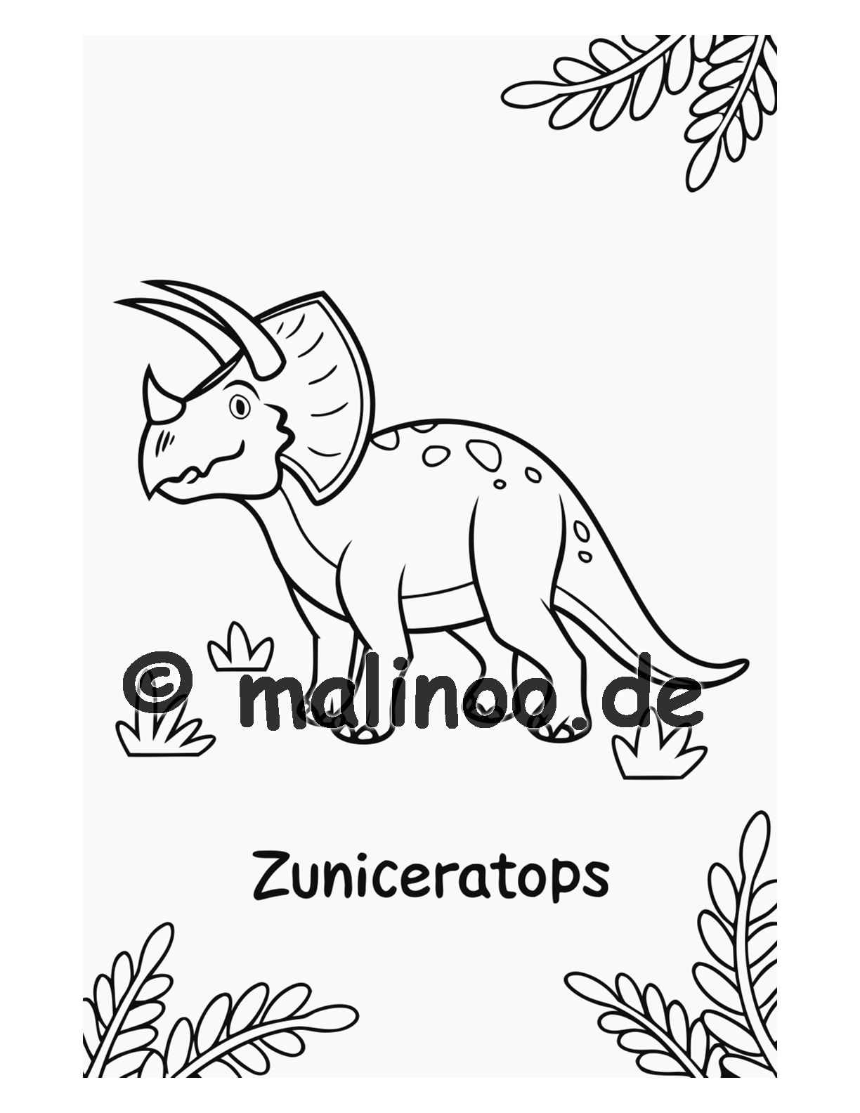 Dino Malbuch Kinder – 20 Dinosaurier zum Ausmalen, Malbuch ab 3 Jahre, Band 2, malinoo