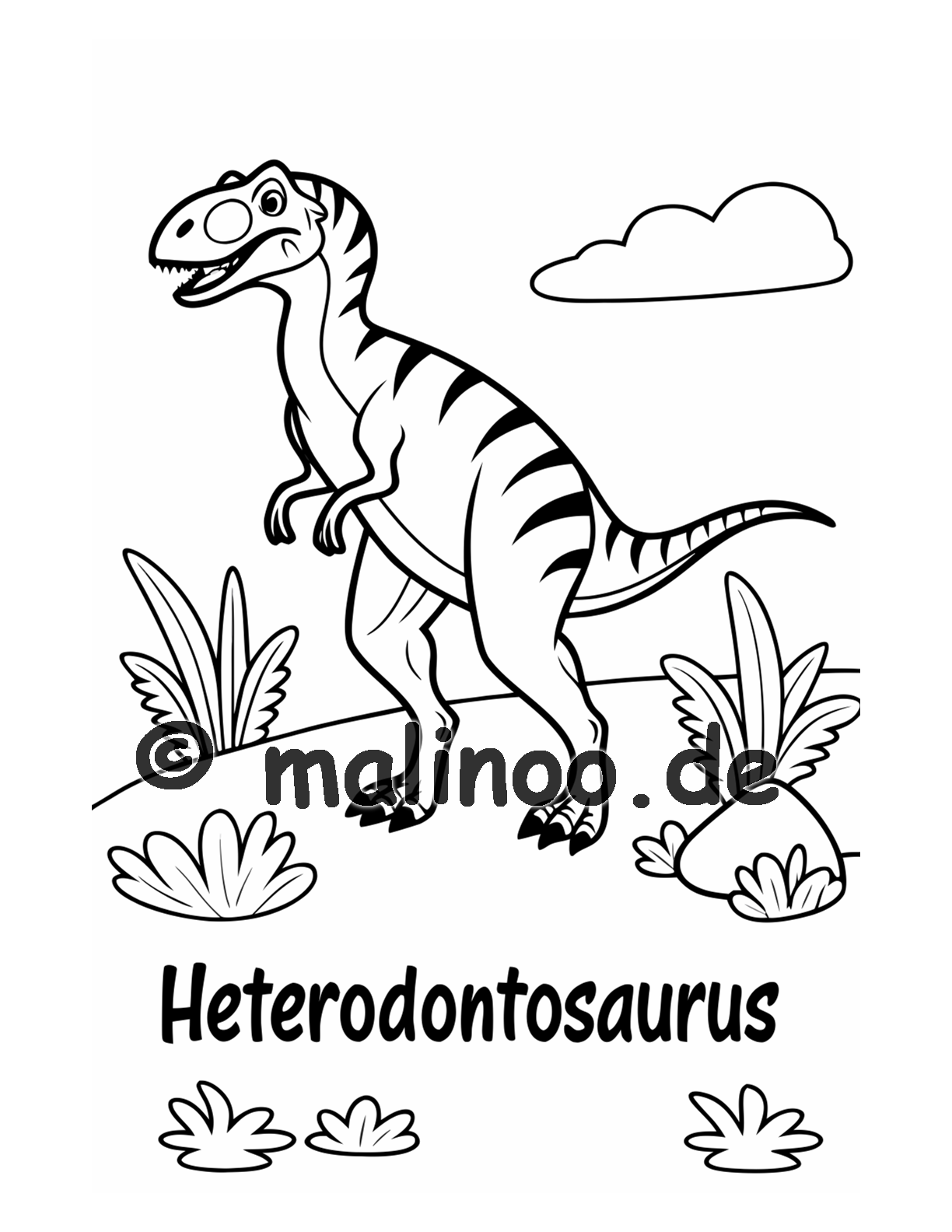 Dino Malbuch Kinder – 50 Dinosaurier zum Ausmalen, Malbuch ab 3 Jahre, Buch 2, malinoo