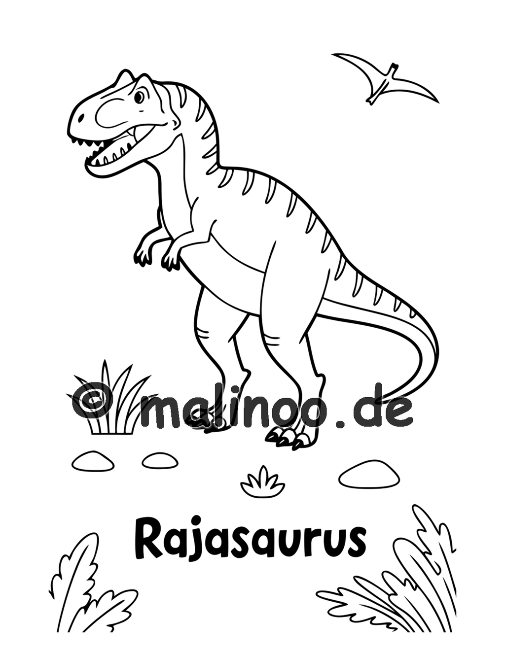 Dino Malbuch Kinder – 50 Dinosaurier zum Ausmalen, Malbuch ab 3 Jahre, Buch 2, malinoo