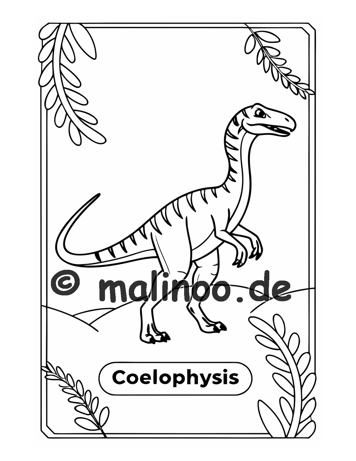 Dino Malbuch Kinder – 50 Dinosaurier zum Ausmalen, Malbuch ab 3 Jahre, Buch 2, malinoo
