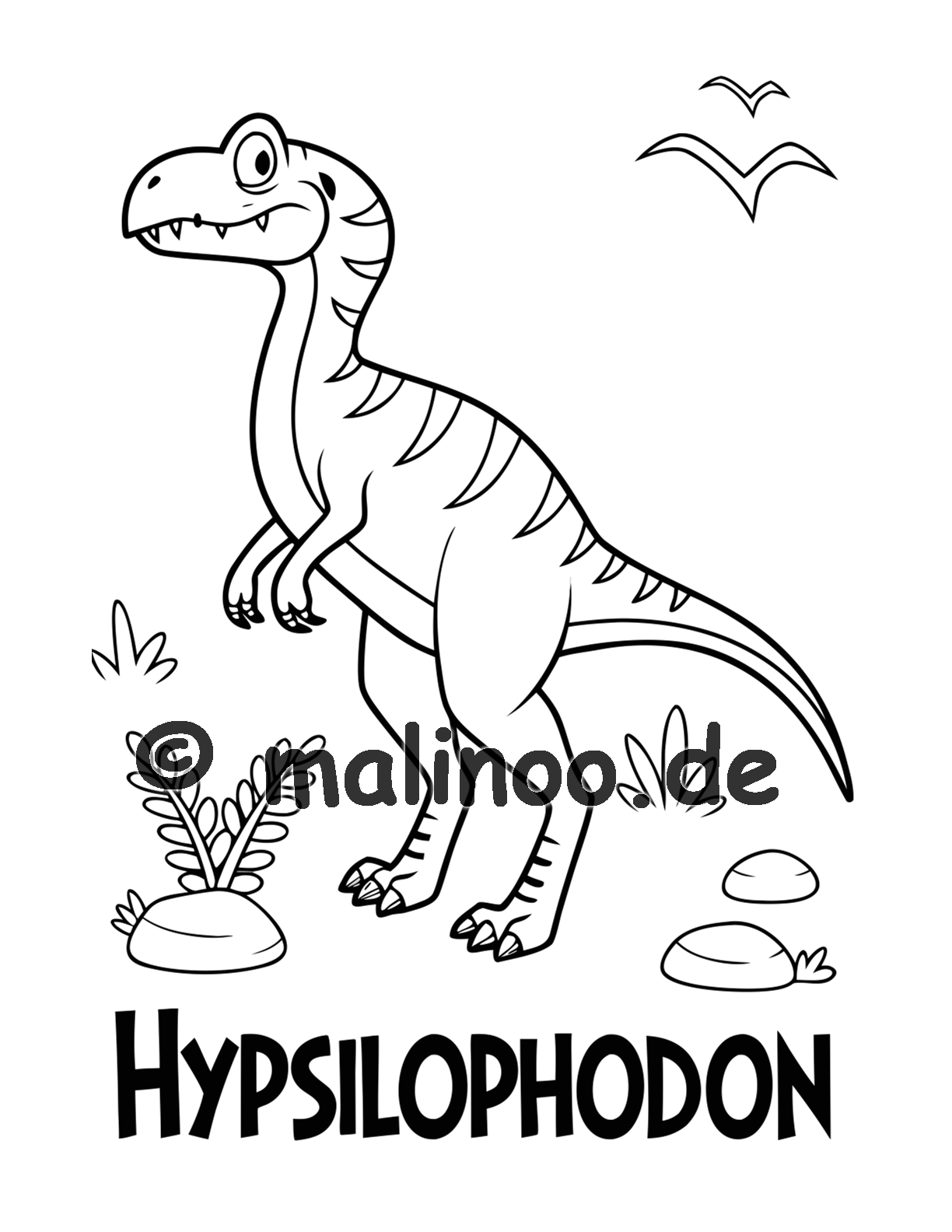 Dino Malbuch Kinder – 50 Dinosaurier zum Ausmalen, Malbuch ab 3 Jahre, Buch 2, malinoo