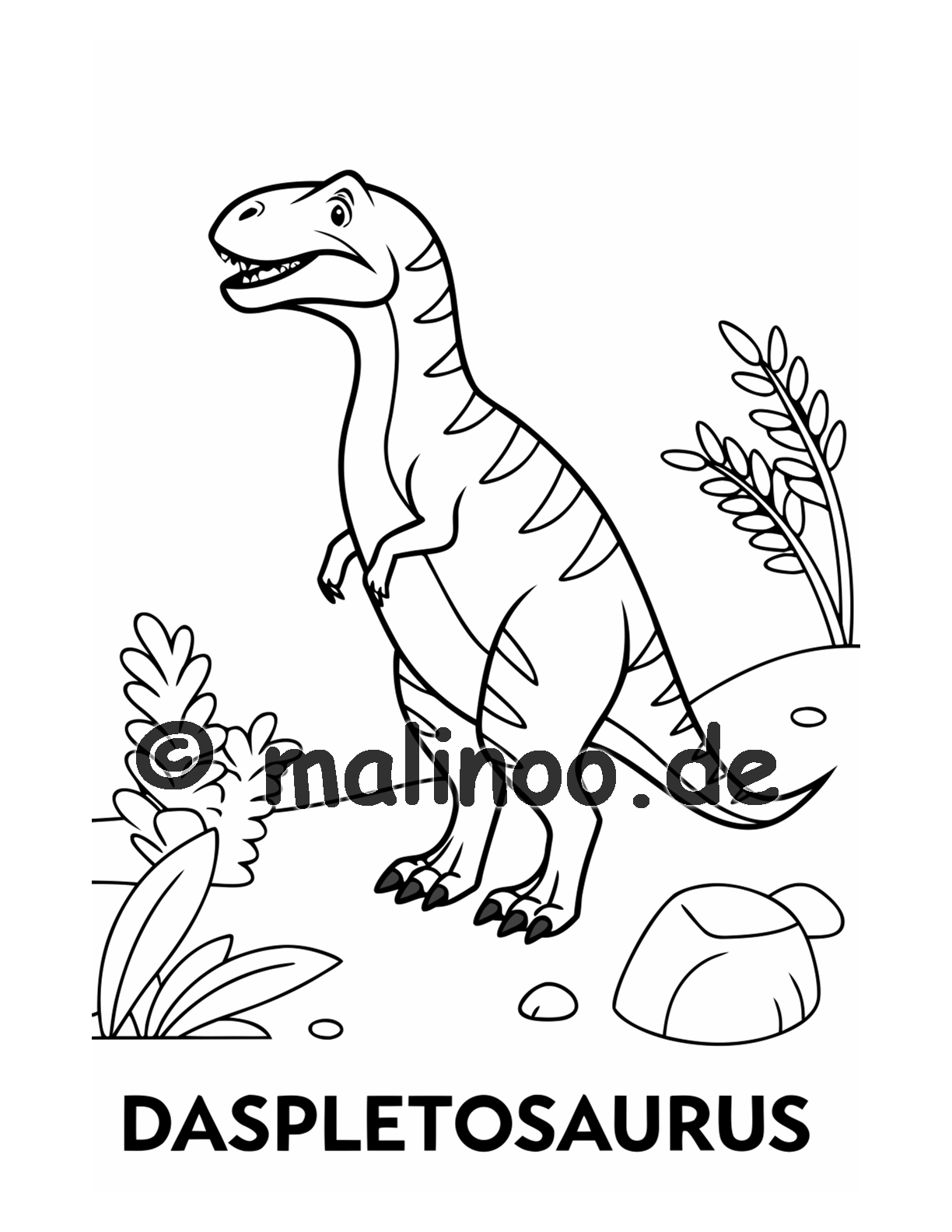 Dino Malbuch Kinder – 50 Dinosaurier zum Ausmalen, Malbuch ab 3 Jahre, Buch 2, malinoo