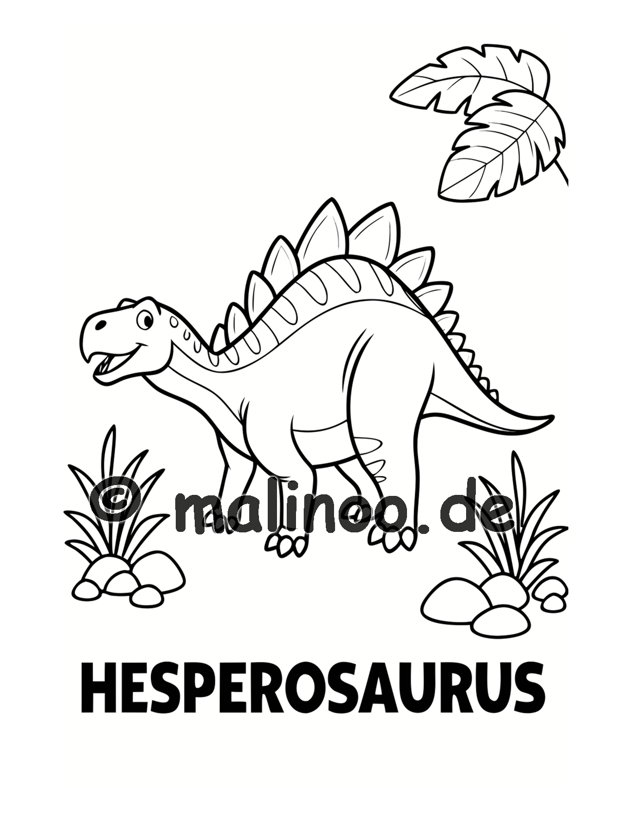 Dino Malbuch Kinder – 50 Dinosaurier zum Ausmalen, Malbuch ab 3 Jahre, Buch 2, malinoo