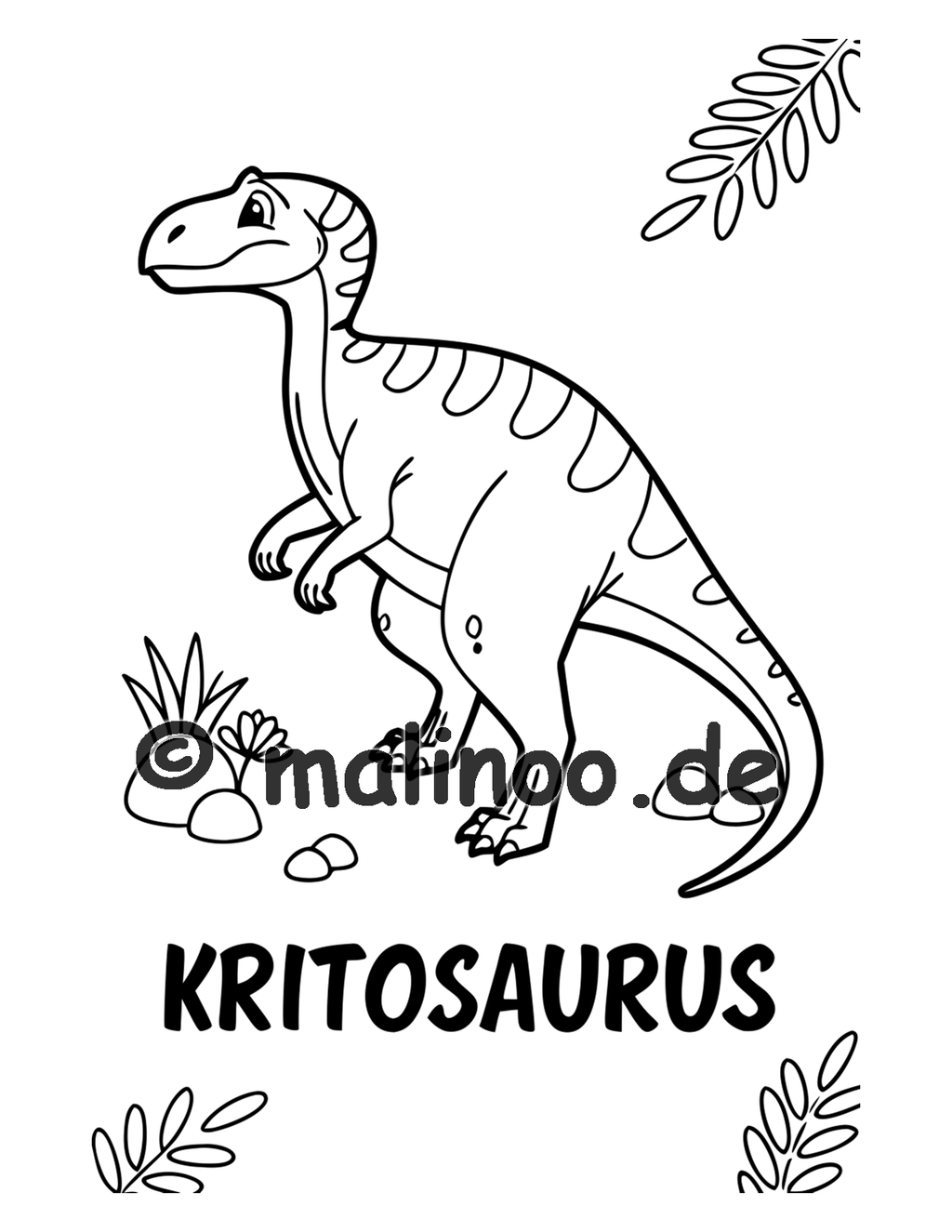 Dino Malbuch Kinder – 50 Dinosaurier zum Ausmalen, Malbuch ab 3 Jahre, Buch 2, malinoo