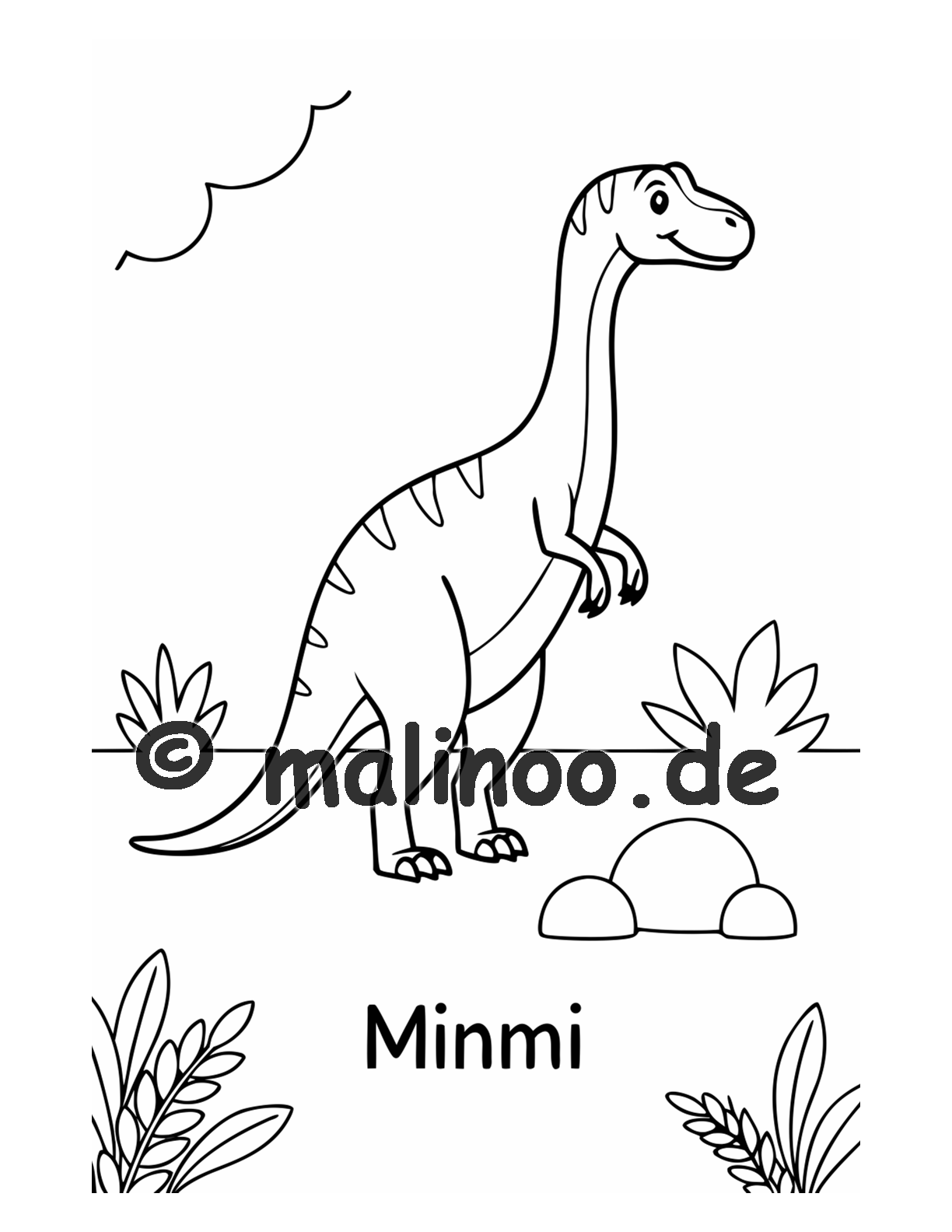 Dino Malbuch Kinder – 20 Dinosaurier zum Ausmalen, Malbuch ab 3 Jahre, Band 4, malinoo