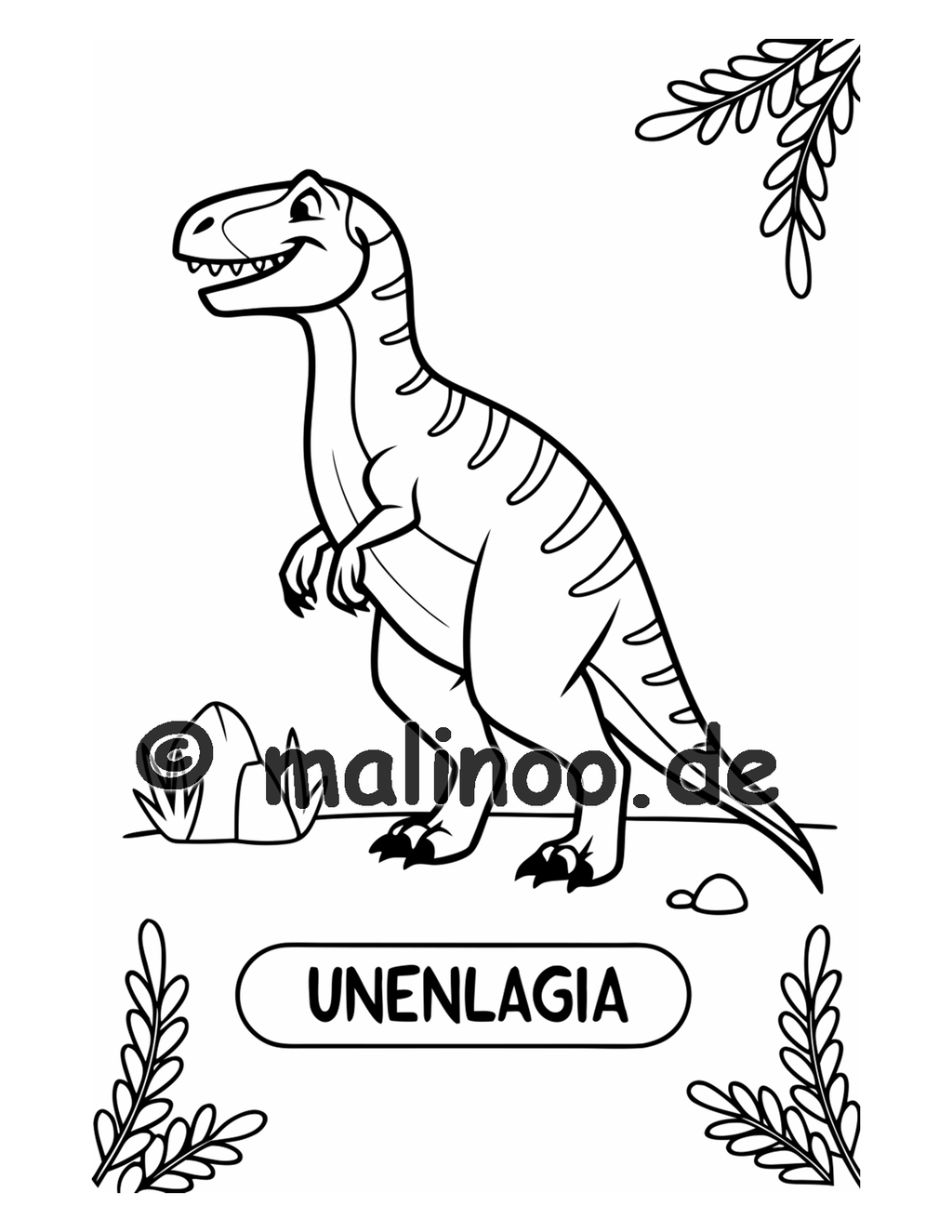 Dino Malbuch Kinder – 20 Dinosaurier zum Ausmalen, Malbuch ab 3 Jahre, Band 5, malinoo