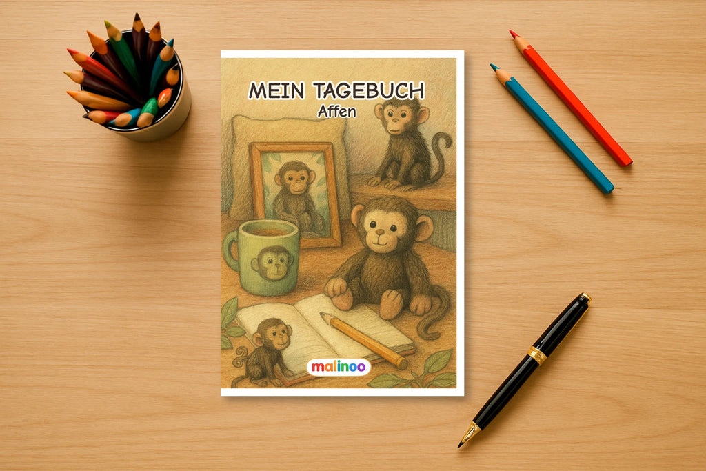 Affen Geschenkset – Malbuch, Rätselbuch & Tagebuch – 10 % gespart – Tagebuch