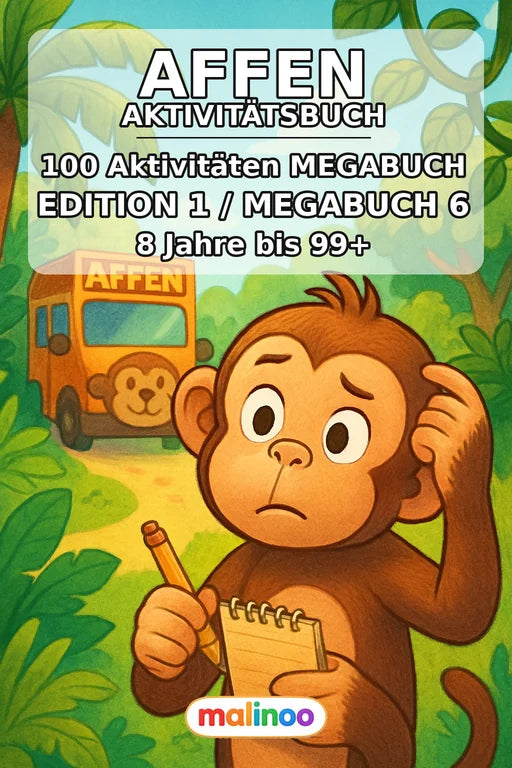 Affen Aktivitätsbuch 100 Rätsel- und Aktivitätsseiten PDF – Cover