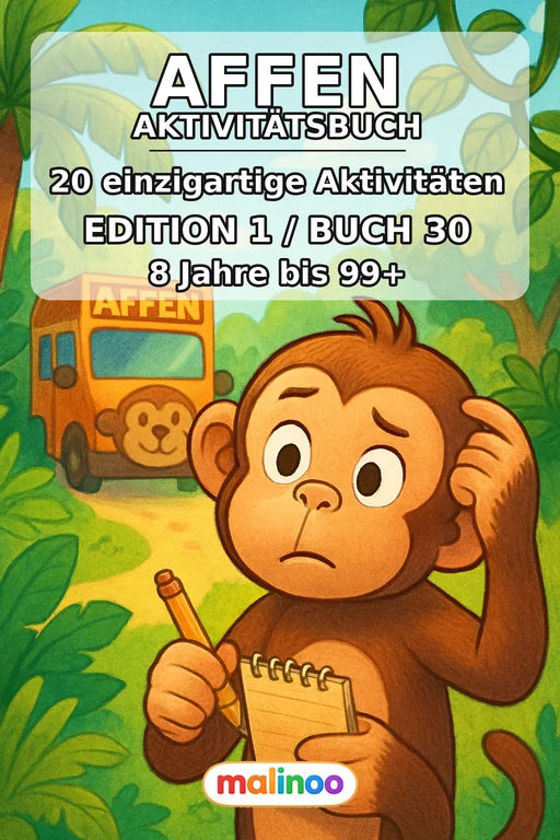 Affen Aktivitätsbuch 20 Rätsel- und Aktivitätsseiten PDF – Cover