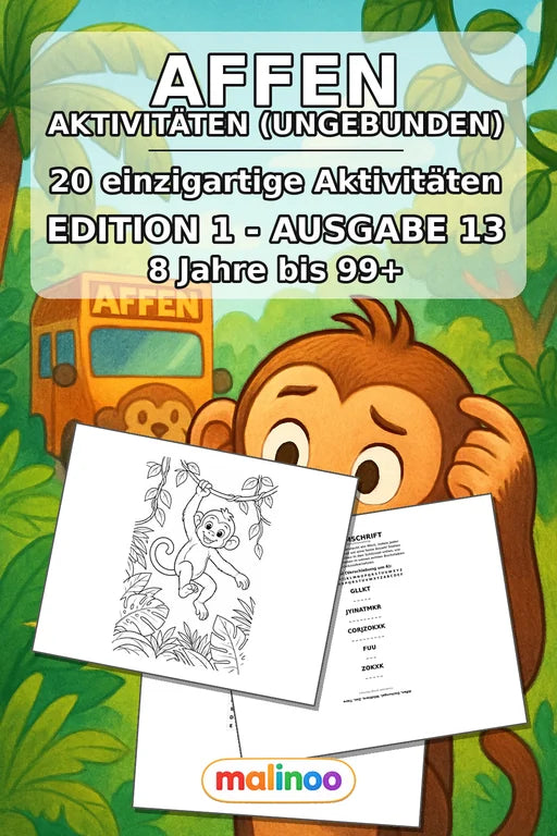Affen Aktivitätsbuch 20 Rätsel- und Aktivitätsseiten – Cover