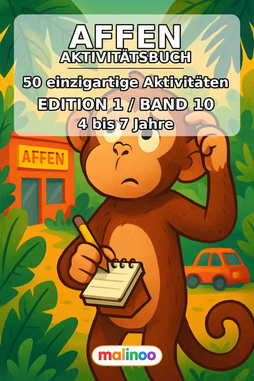 Affen Aktivitätsbuch 50 Rätsel- und Aktivitätsseiten PDF – Cover