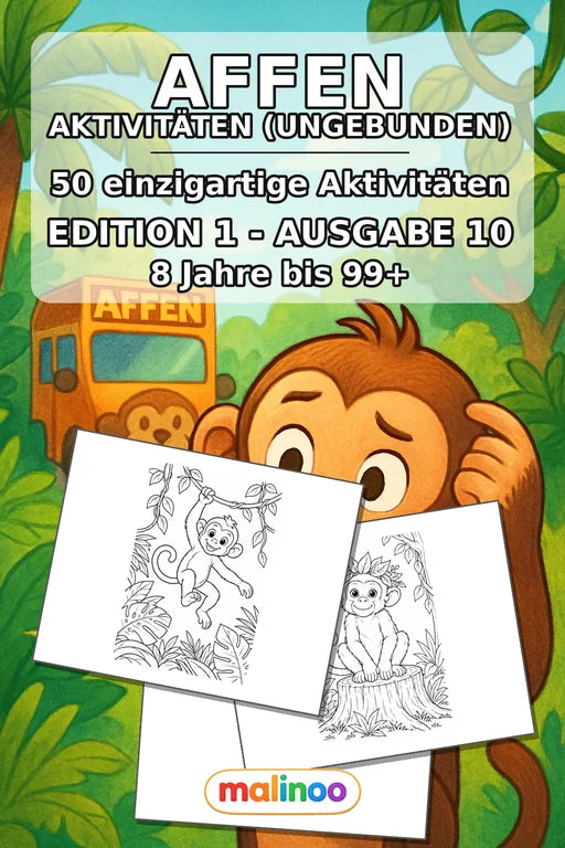 Affen Aktivitätsbuch 50 Rätsel- und Aktivitätsseiten – Cover