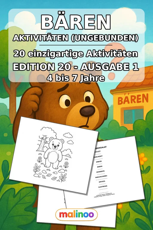 Bären Aktivitätsbuch 20 Rätsel- und Aktivitätsseiten gedruckt+lose – Cover