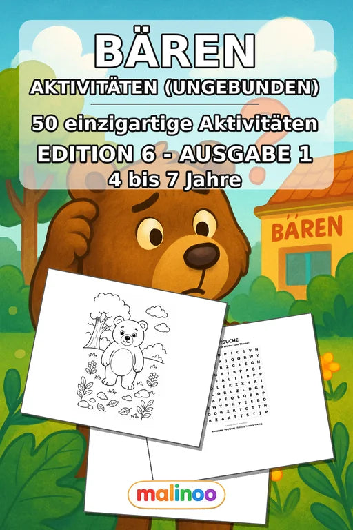 Bären Aktivitätsbuch 50 Rätsel- und Aktivitätsseiten gedruckt+lose – Cover
