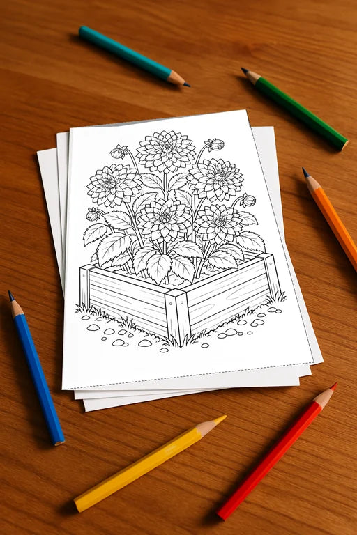 Blumen Aktivitätsbuch 20 Rätsel- und Aktivitätsseiten gedruckt+lose – Mockup-Ansicht