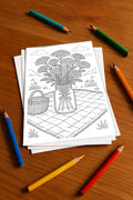 Blumen Aktivitätsbuch 20 Rätsel- und Aktivitätsseiten gedruckt+lose – Mockup-Ansicht