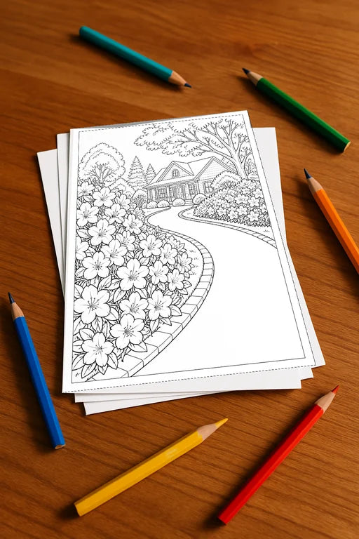 Blumen Aktivitätsbuch 20 Rätsel- und Aktivitätsseiten gedruckt+lose – Mockup-Ansicht