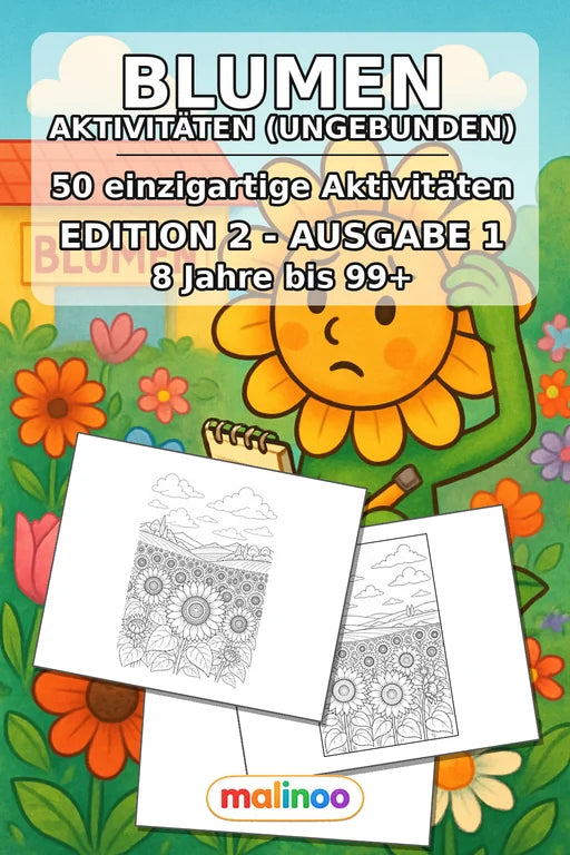 Blumen Aktivitätsbuch 50 Rätsel- und Aktivitätsseiten gedruckt+lose – Cover