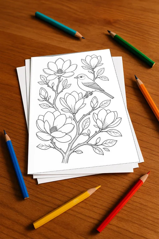Blumen Aktivitätsbuch 50 Rätsel- und Aktivitätsseiten gedruckt+lose – Mockup-Ansicht