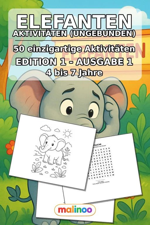 Elefanten Aktivitätsbuch 50 Rätsel- und Aktivitätsseiten gedruckt+lose – Cover