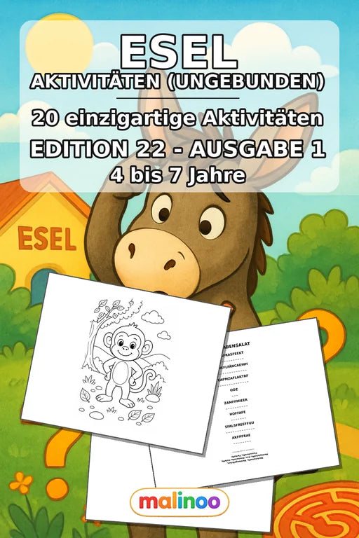 Esel Aktivitätsbuch 20 Rätsel- und Aktivitätsseiten gedruckt+lose – Cover
