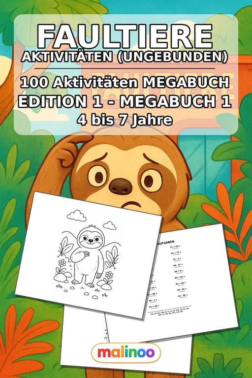 Faultiere Aktivitätsbuch 100 Rätsel- und Aktivitätsseiten gedruckt+los – Cover